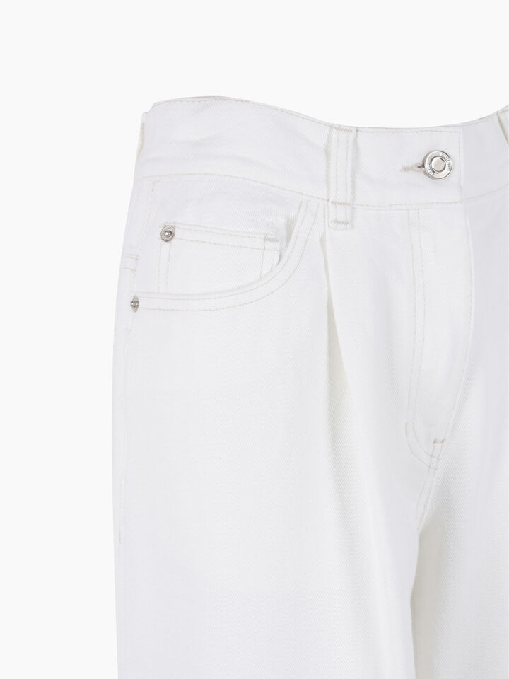 Cream colored flared denim trousers - sisley k women - Creamy White | Sisley K image number 3